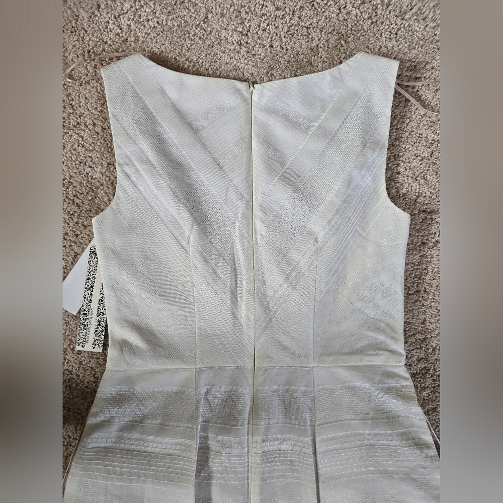 New Kay Unger New York Womens Size 6 A Line V Neck Short Ivory Sleeveless Dress - Picture 15 of 16